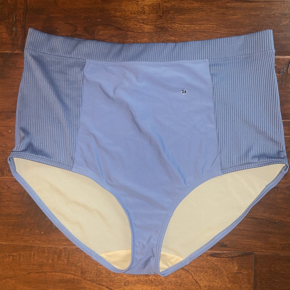 SWIM BY CACIQUE High Waisted‎ Swim Bottoms Plus Size 24 Periwinkle NWT
